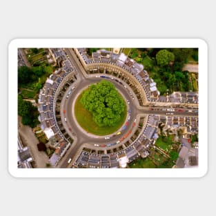 Bath,The Circus, From the air,,georgian architecture as you never saw it Sticker